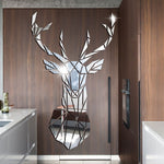 3D Deer Head Mirror Wall Sticker