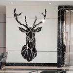 3D Deer Head Mirror Wall Sticker