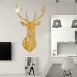 3D Deer Head Mirror Wall Sticker