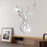 3D Deer Head Mirror Wall Sticker
