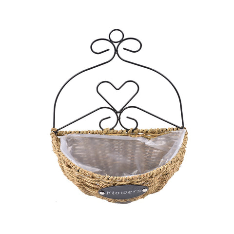 hanging half baskets for plants Straw Woven Hanging Baskets Flower Plant Hanger – Exceptional Distributions